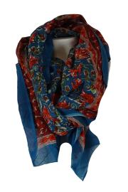 Blockprintet Tørklæde Red n' Blue