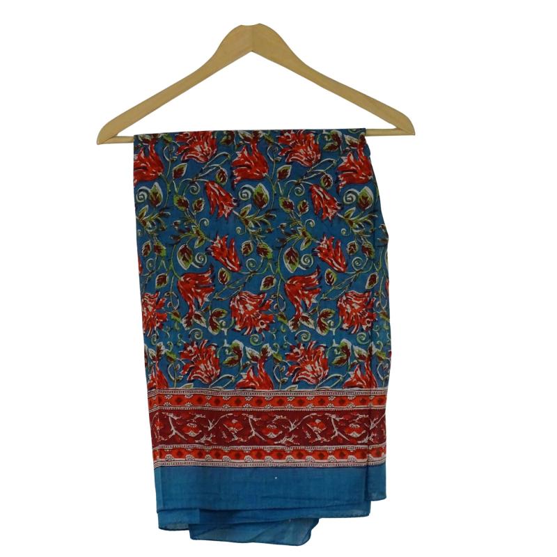 Blockprintet Tørklæde Red n' Blue - 