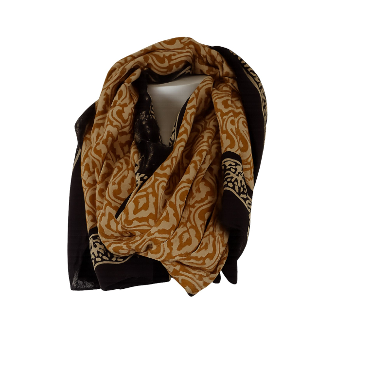 Blockprintet Tørklæde Pale Curry