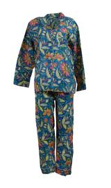 Pyjamas Blockprint Petrol Flowers