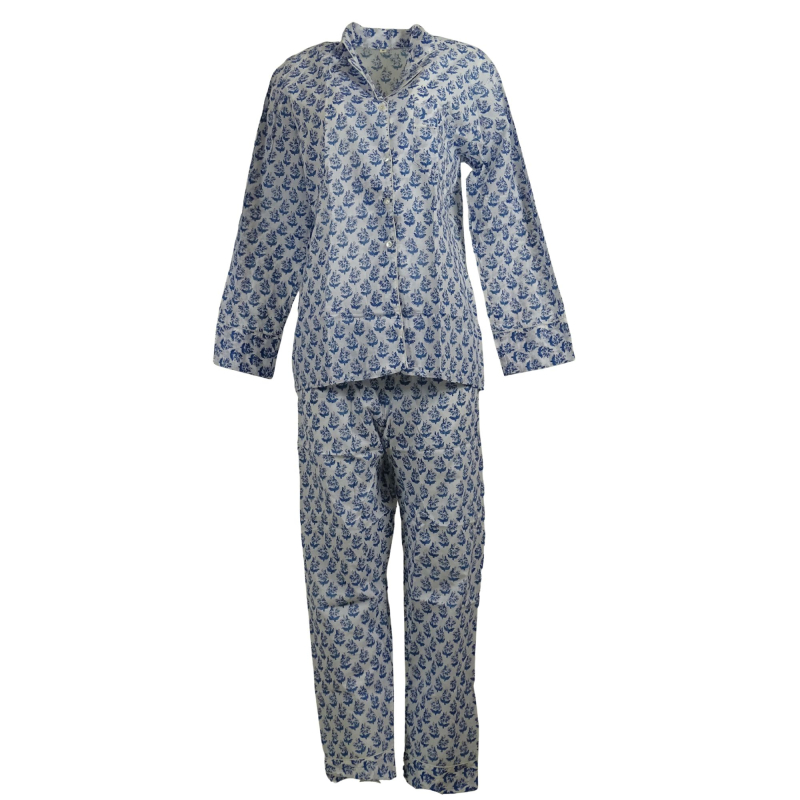 Pyjamas Blockprint Blue Flowers