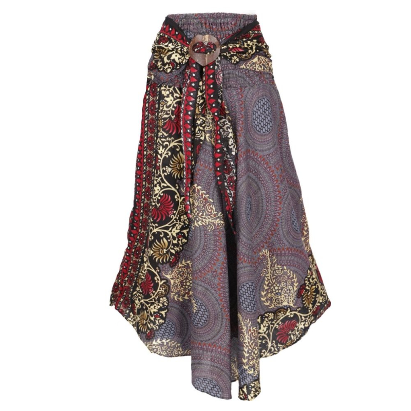 Boho Maxi Nederdel Blågrå