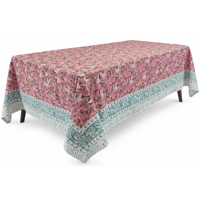 Blockprint Indisk Dug Pink