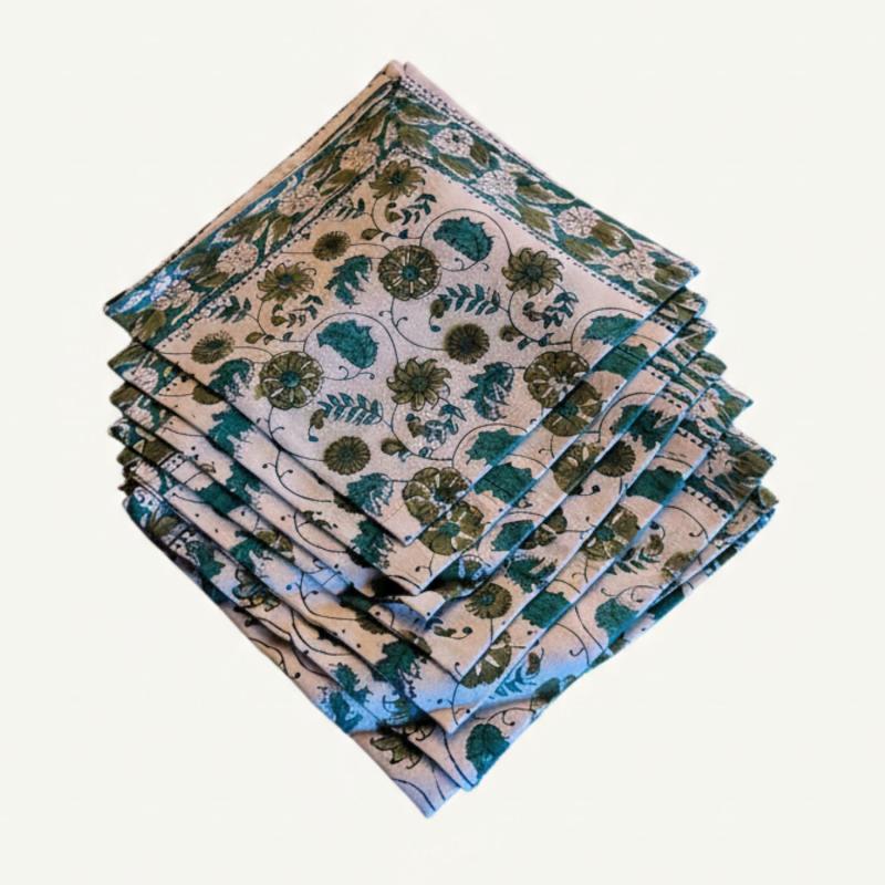 Blockprint Indisk Dug Mint - 