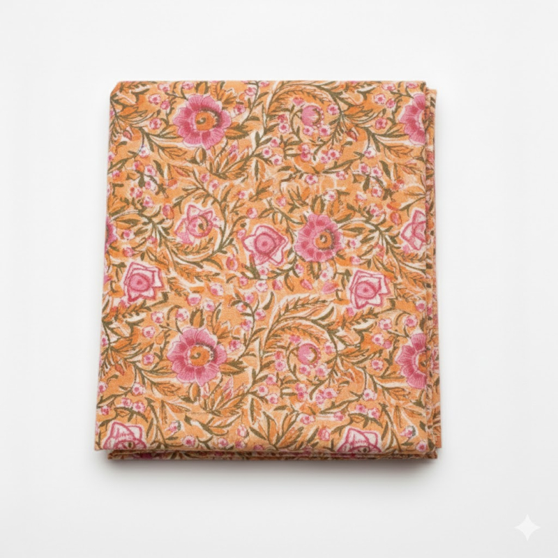 Blockprint Indisk Dug Floral
