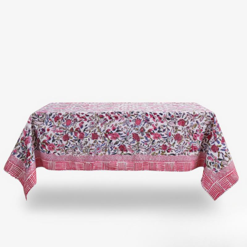 Blockprint Indisk Dug Floral Blå Pink - 