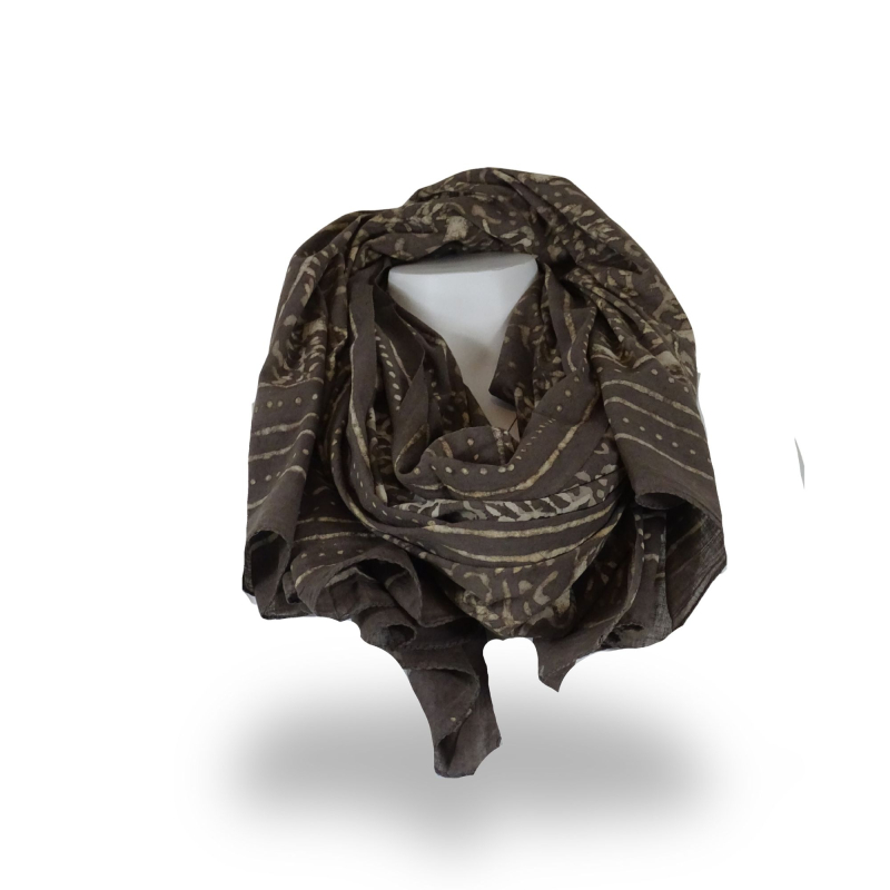 Blockprintet Tørklæde Taupe