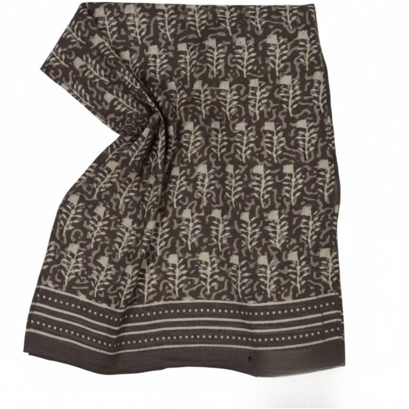 Blockprintet Tørklæde Taupe - 