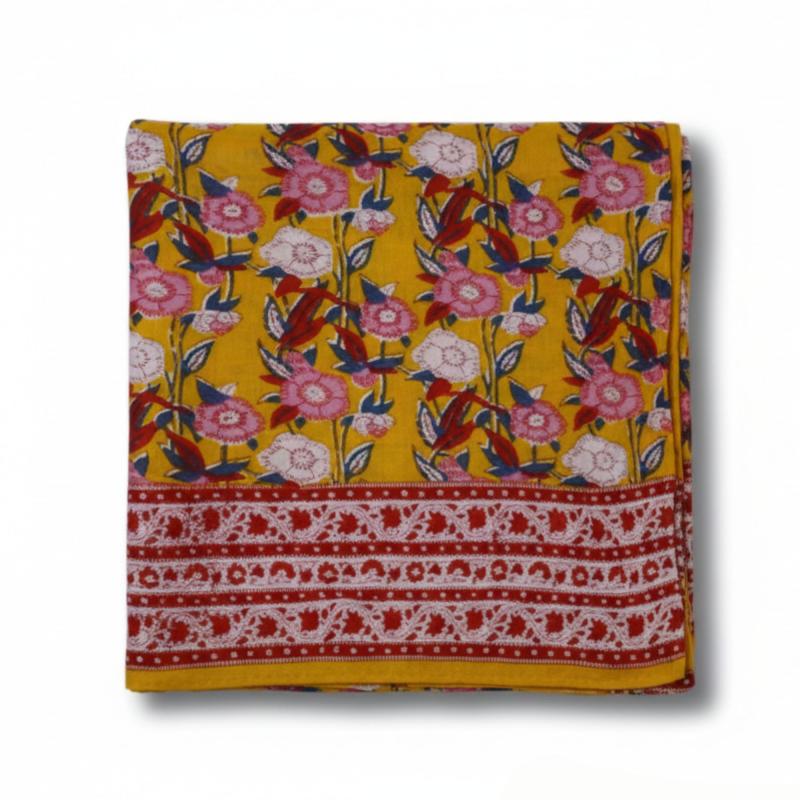 Blockprintet Tørklæde Curry Flowers - 