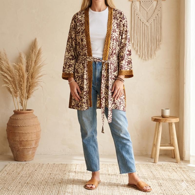 Avani Kimono - Brown n' Beige - 