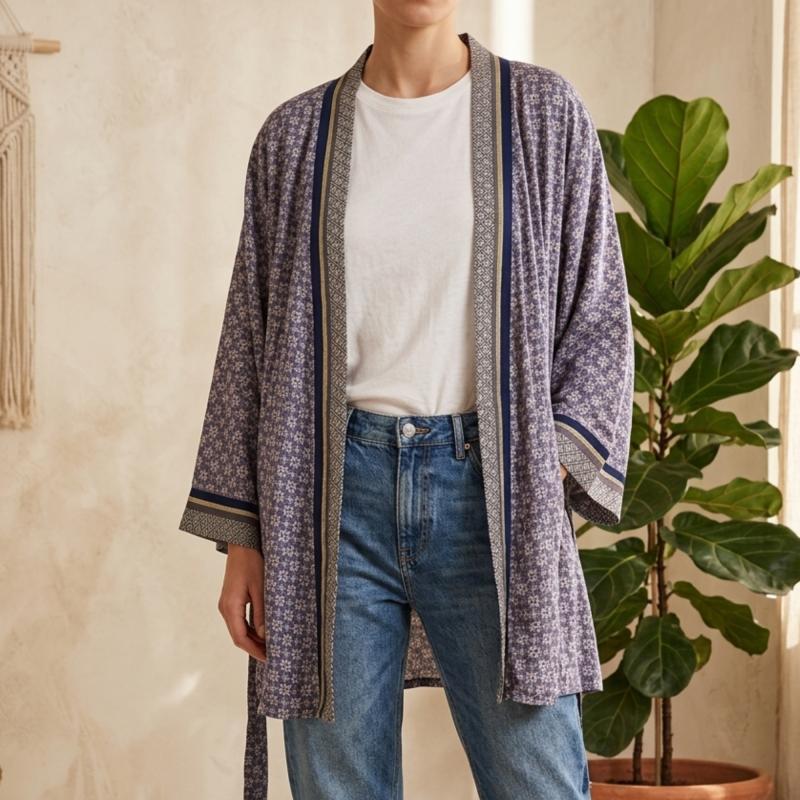 Avani Kimono - Greyish Blue - 