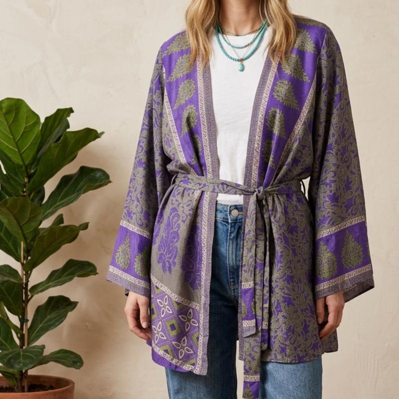 Avani Kimono - Purple n' Green - 