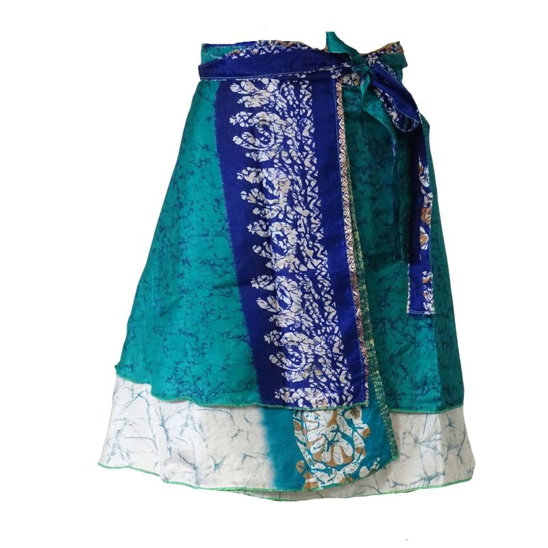 Sari Nederdel Kort Turquoise Tie Dye - 