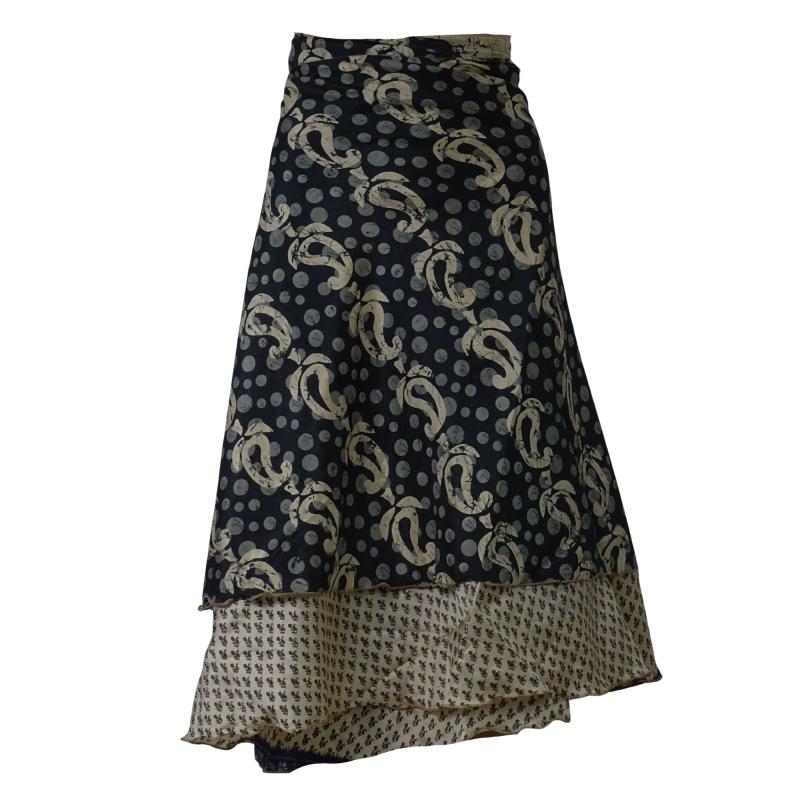 Sari Nederdel Midi Paisley Beige - 