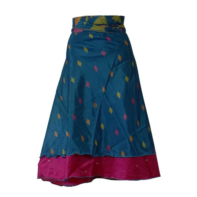Sari Nederdel Midi Turquoise Pink - 