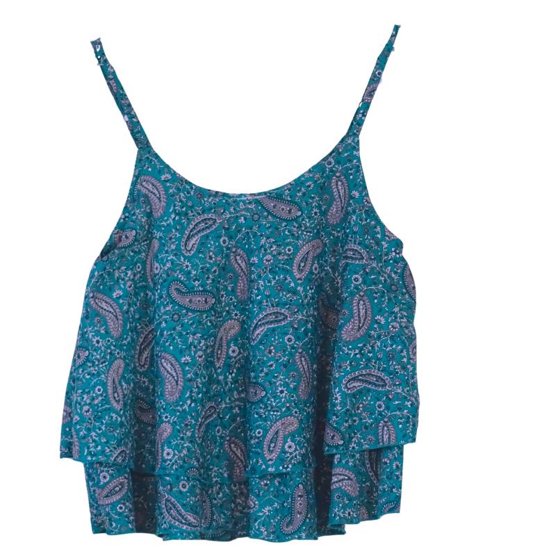 Sari Top Turquoise Paisley S/M - 