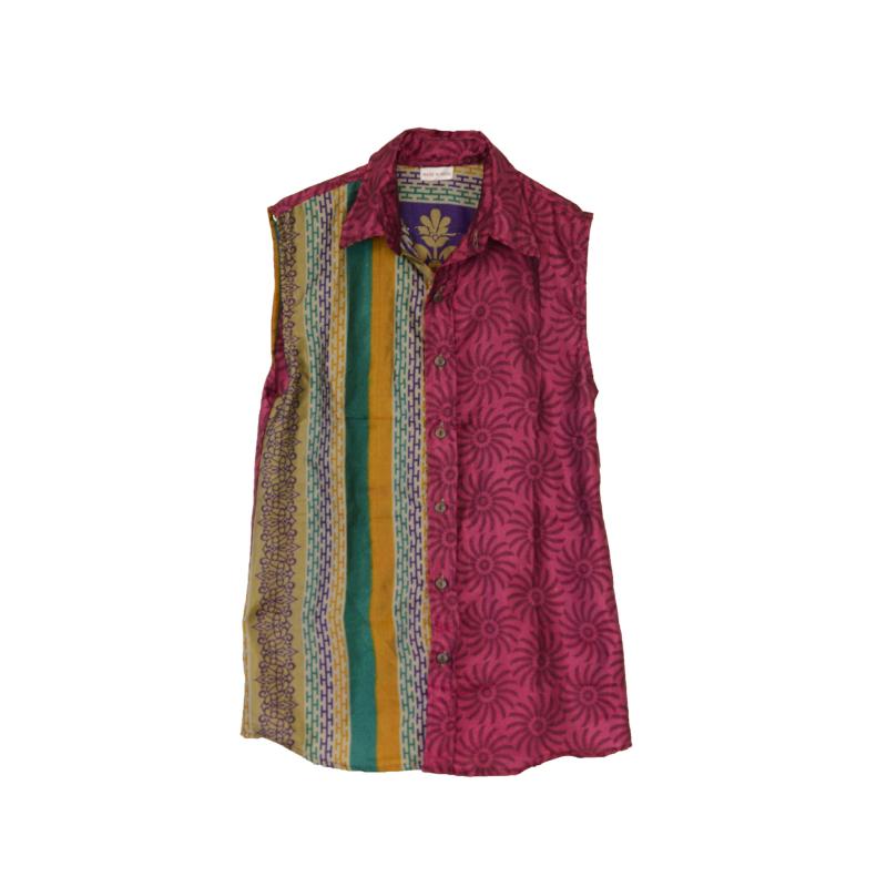 Mahira Sari Top Fuchsia Beige - 